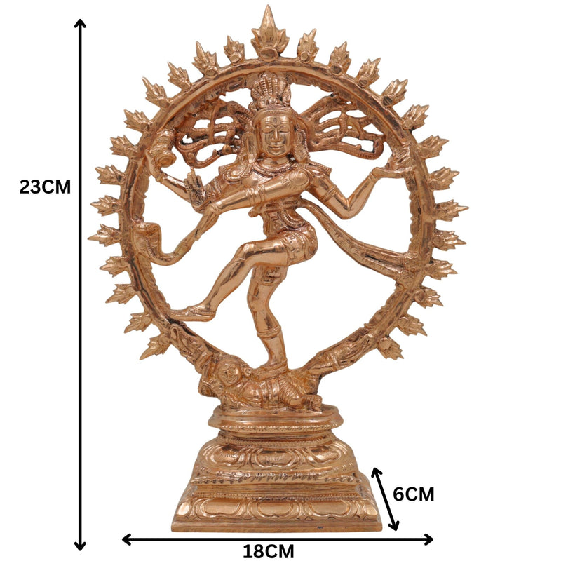 Bronze Nataraja Idol | Dancing Shiva Ananda Tandava Murti | Panchaloha Chola Art South Indian Shiva Statue, Gold, 9 Inch, 1 Piece