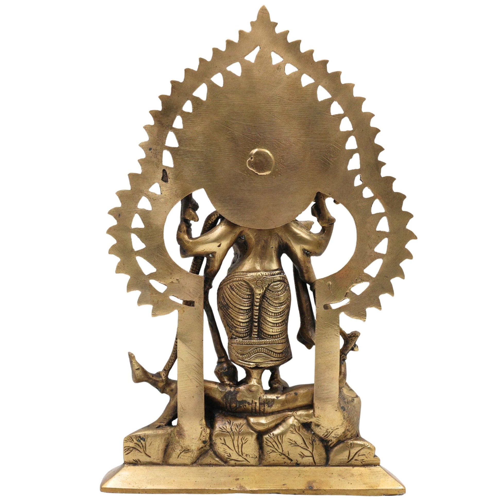 Brass Sindhura Samhara Ganesha Idol – Veera Ganapathi | Ugra Vinayaka | Asura Samhara Ganapati Murti for Home Temple & Puja Decor, Gold, 13 Inch, 1 Piece