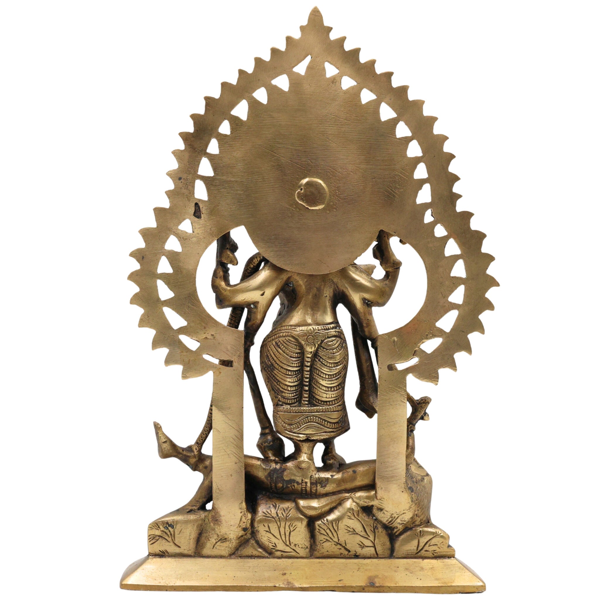Brass Sindhura Samhara Ganesha Idol – Veera Ganapathi | Ugra Vinayaka | Asura Samhara Ganapati Murti for Home Temple & Puja Decor, Gold, 13 Inch, 1 Piece