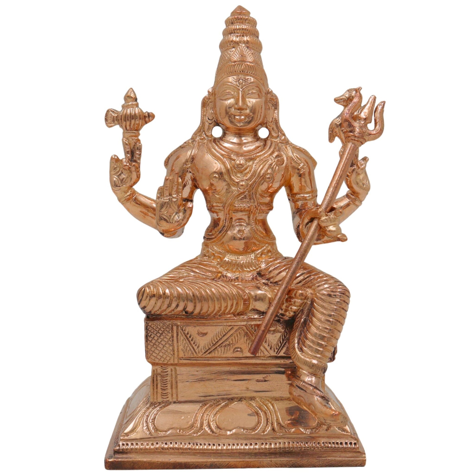 Bronze Handcrafted Shiva Idol, Mahadeva Murti, Bholenath Sitting Sculpture, Panchaloha Chola Art, Home Temple Decor, Spiritual Hindu Statue, Gold, 6.5 Inch, 1 Piece