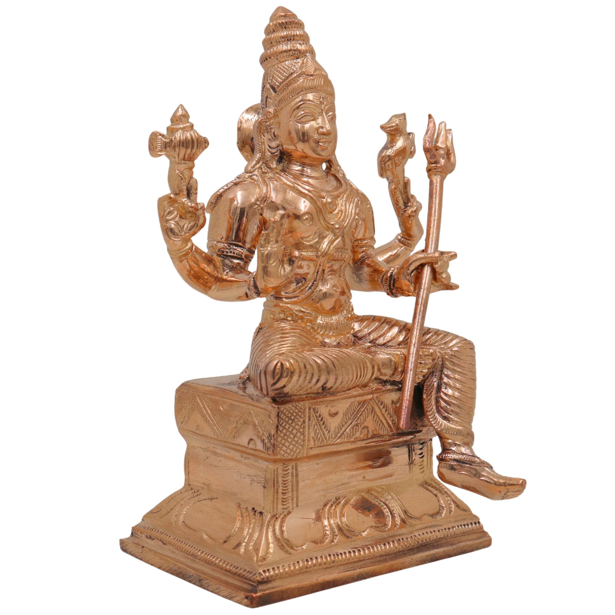 Bronze Handcrafted Shiva Idol, Mahadeva Murti, Bholenath Sitting Sculpture, Panchaloha Chola Art, Home Temple Decor, Spiritual Hindu Statue, Gold, 6.5 Inch, 1 Piece