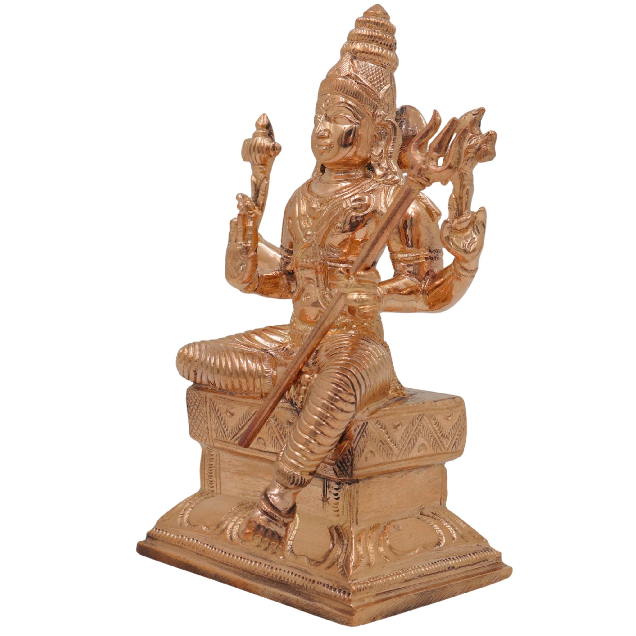 Bronze Handcrafted Shiva Idol, Mahadeva Murti, Bholenath Sitting Sculpture, Panchaloha Chola Art, Home Temple Decor, Spiritual Hindu Statue, Gold, 6.5 Inch, 1 Piece