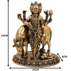 Brass Dattatreya Idol – Handcrafted Datta Murti, Pratima & Vigraha for Pooja, Home Decor, Temple, Gifts & Spiritual Collection, Gold, 5.5 Inch, 1 Piece