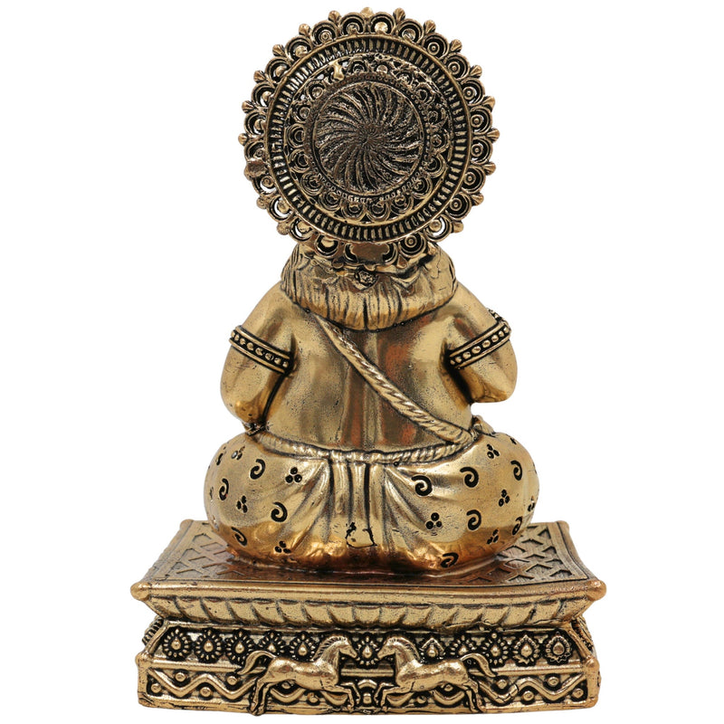 Brass Handcrafted Kubera Idol – Dhanapati Murti, Lord of Wealth Statue, Kubera Figurine for Home, Pooja, Temple & Prosperity Decor, Gold, 6.5 Inch, 1 Piece