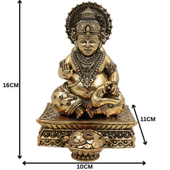 Brass Handcrafted Kubera Idol – Dhanapati Murti, Lord of Wealth Statue, Kubera Figurine for Home, Pooja, Temple & Prosperity Decor, Gold, 6.5 Inch, 1 Piece