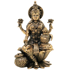 Brass Lakshmi Murti | Mahalakshmi Idol, ShriLakshmi Statue for Pooja, Home Decor & Gifts, Gold, 4 Inch, 1 Piece