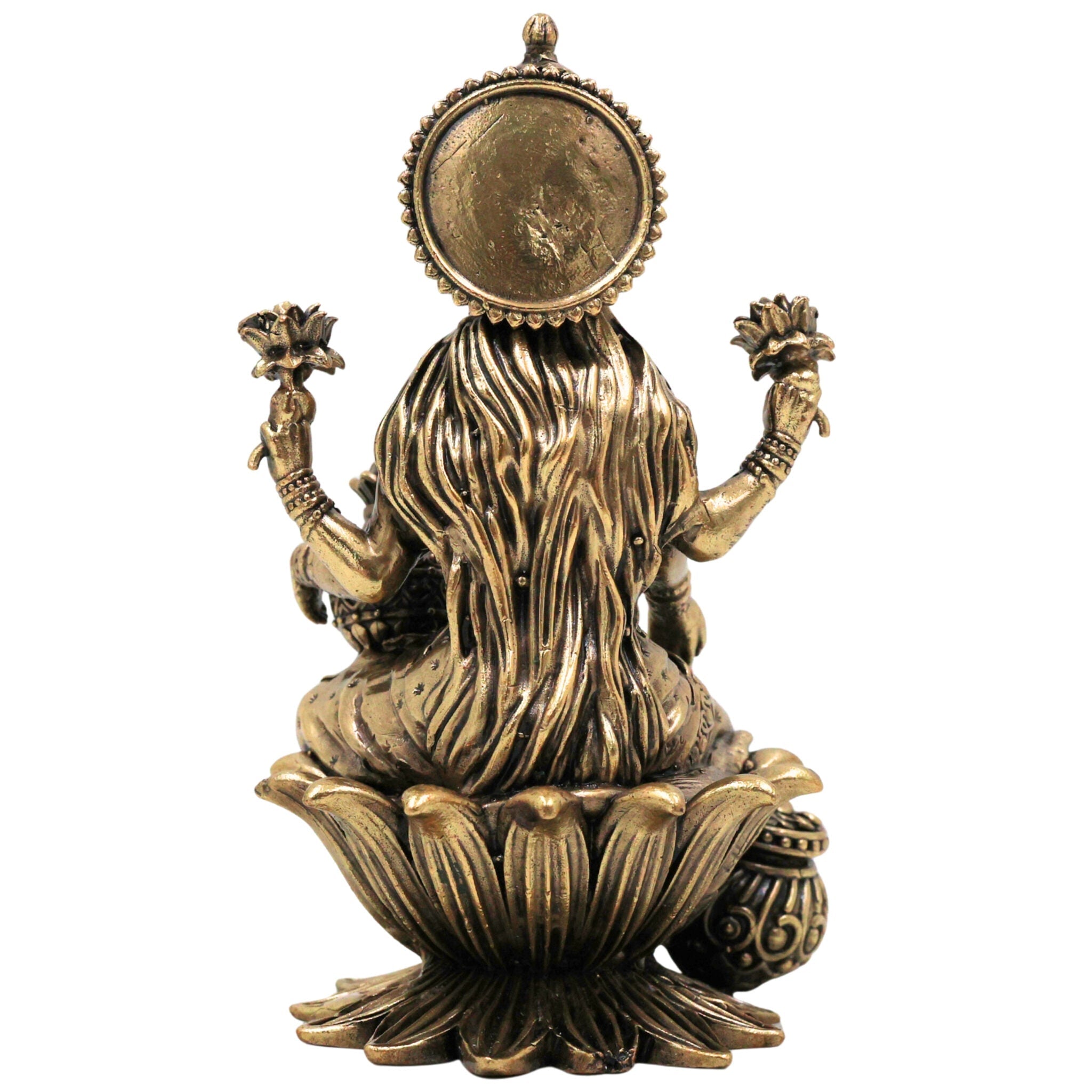 Brass Lakshmi Murti | Mahalakshmi Idol, ShriLakshmi Statue for Pooja, Home Decor & Gifts, Gold, 4 Inch, 1 Piece