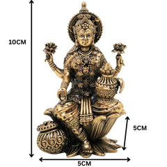 Brass Lakshmi Murti | Mahalakshmi Idol, ShriLakshmi Statue for Pooja, Home Decor & Gifts, Gold, 4 Inch, 1 Piece