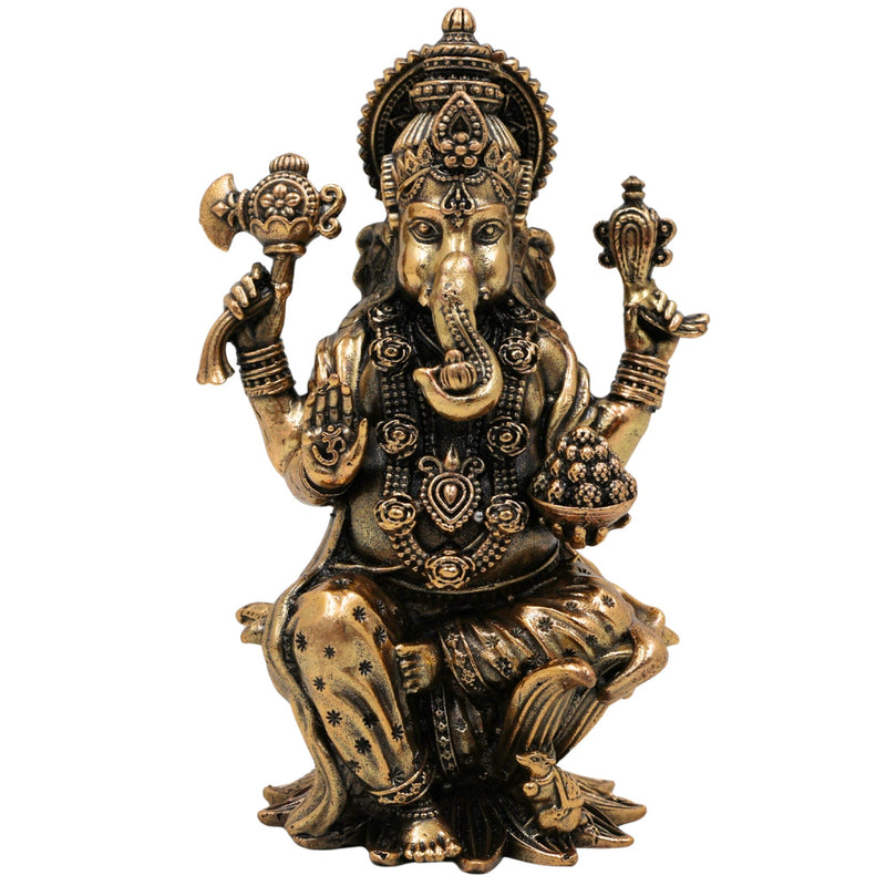 Brass Ganesha Idol – Handcrafted Vinayaka, Siddhivinayak, Ganapati Murti for Home Temple, Pooja, Office Decor & Spiritual Blessings, Gold, 4 Inch, 1 Piece