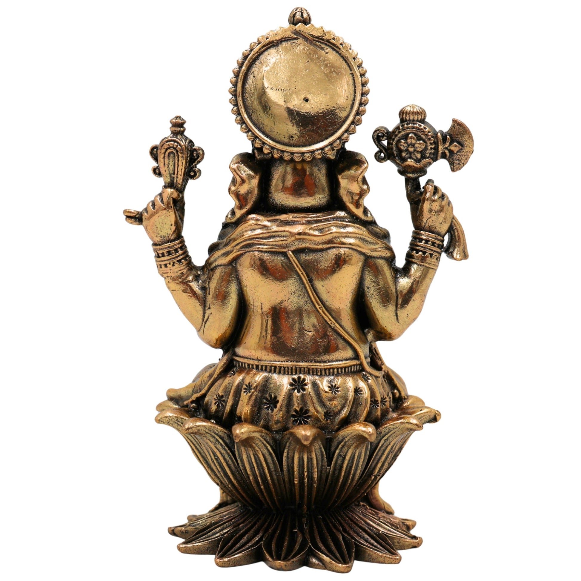 Brass Ganesha Idol – Handcrafted Vinayaka, Siddhivinayak, Ganapati Murti for Home Temple, Pooja, Office Decor & Spiritual Blessings, Gold, 4 Inch, 1 Piece
