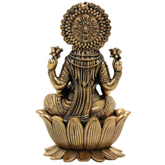 Brass Lakshmi Idol, Mahalaxmi, Sri Lakshmi, Lakshmi Devi Murti for Home Pooja, Temple Decor, Gifts & Spiritual Blessings, Gold, 4 Inch, 1 Piece