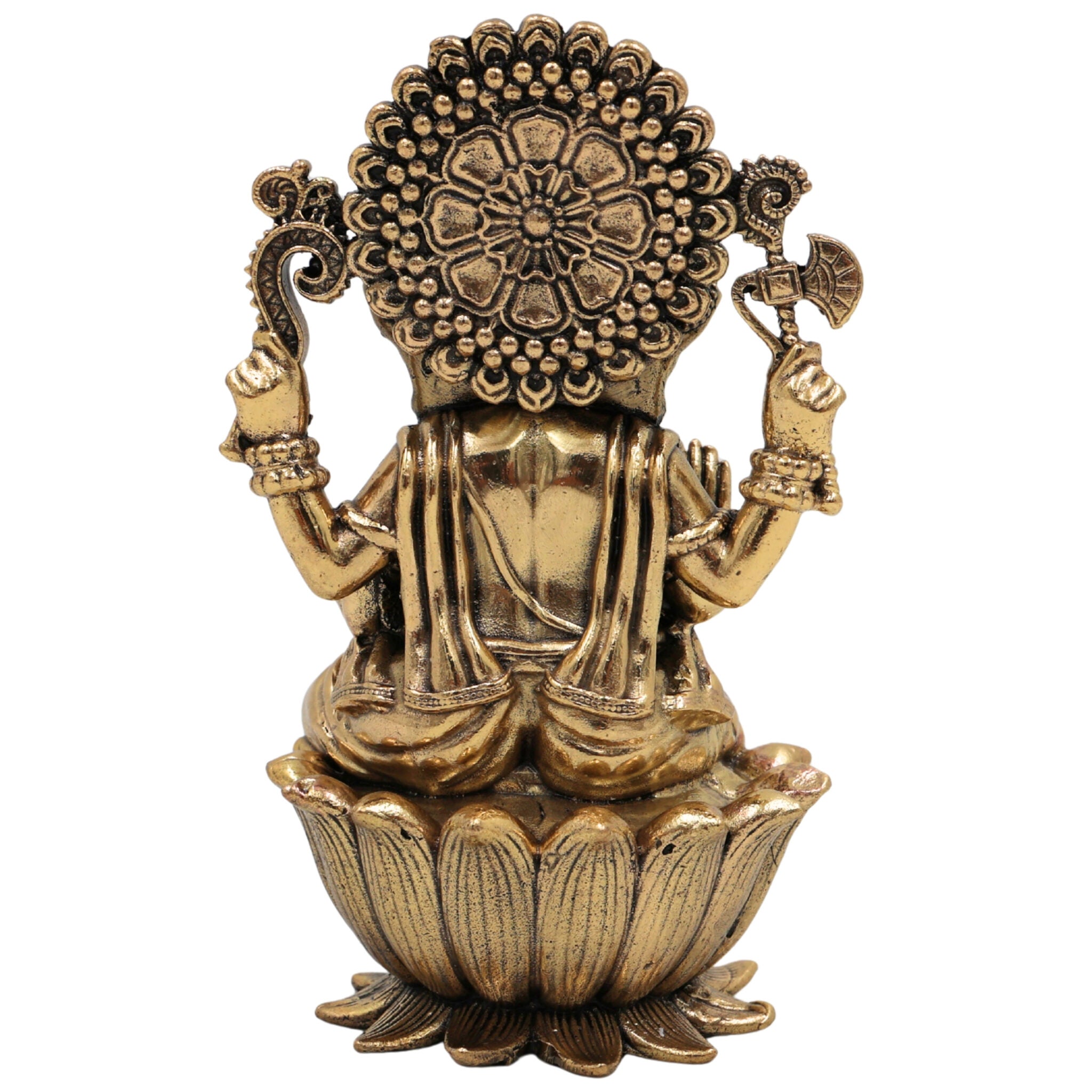 Brass Ganesha Idol, Handcrafted Vinayaka Murti, Siddhivinayak, Ganapati Statue for Home Temple, Pooja, Decor & Gifts, Gold, 4 Inch, 1 Piece