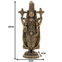 Brass Tirupati Balaji Idol, Venkateswara Murti, Lord Balaji Statue For Car Dashboard, Srinivasa Vigraham for Pooja, Home Decor & Gifts, Gold, 4 Inch, 1 Piece