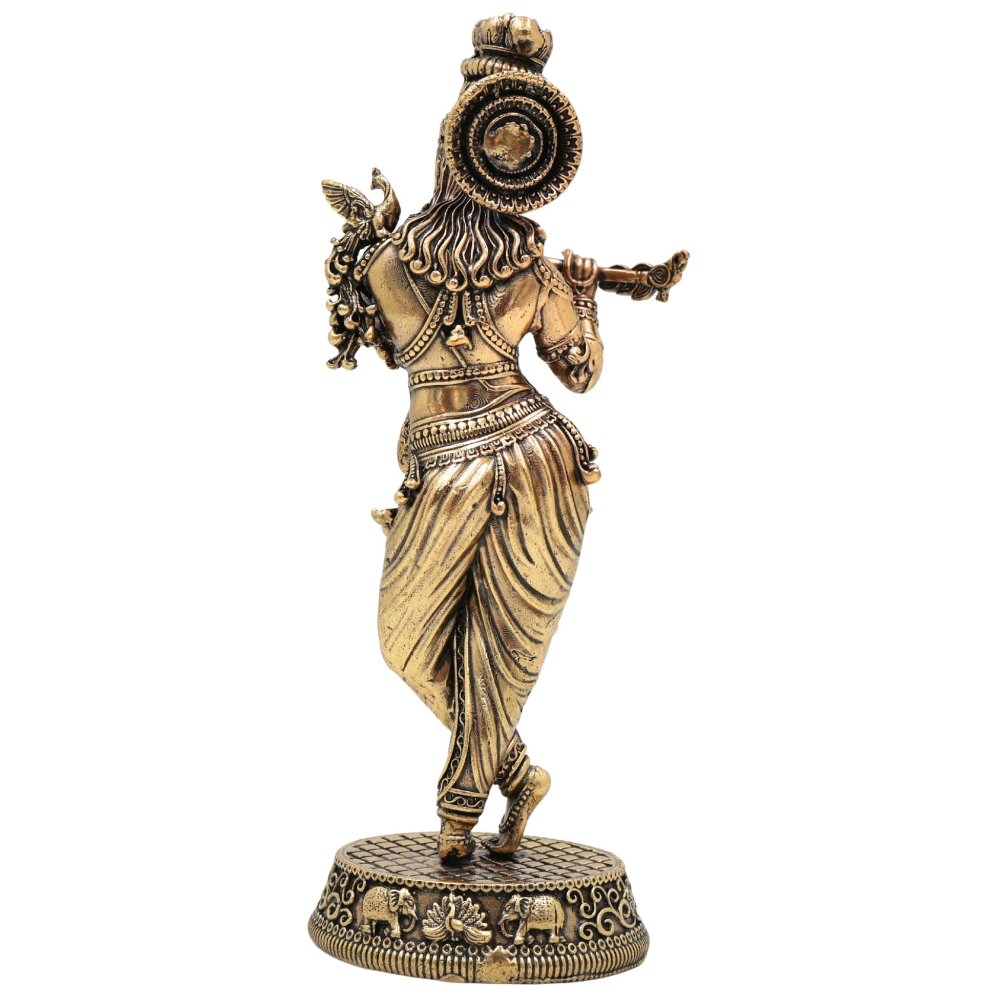 Brass Krishna Idol, Gopal, Shyam, Kanha Murti For Gifting, Madhusudan Vigraha, Handcrafted Miniature Statue for Home Decor & Pooja, Gold, 5.5 Inch, 1 Piece