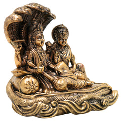 Brass Vishnu Lakshmi Idol, Handcrafted Lakshmi Narayan Murti, Shri Vishnu Lakshmi Statue for Home Temple, Pooja Decor & Spiritual Gift, Gold, 3 Inch, 1 Piece