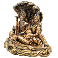 Brass Vishnu Lakshmi Idol, Handcrafted Lakshmi Narayan Murti, Shri Vishnu Lakshmi Statue for Home Temple, Pooja Decor & Spiritual Gift, Gold, 3 Inch, 1 Piece
