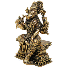 Brass Varahi Amman Idol, Handcrafted Hindu Goddess Statue, Miniature Detailed Varahi, Pooja & Home Temple Sculpture, Gold, 4 Inch, 1 Piece