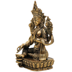 Brass Tara Ma Idol, Handcrafted Tara Maa Murti / Vigraha / Statue for Pooja, Home Decor, Spiritual Blessings, Ugratara, Mahaugrotara, Gold, 4.5 Inch, 1 Piece