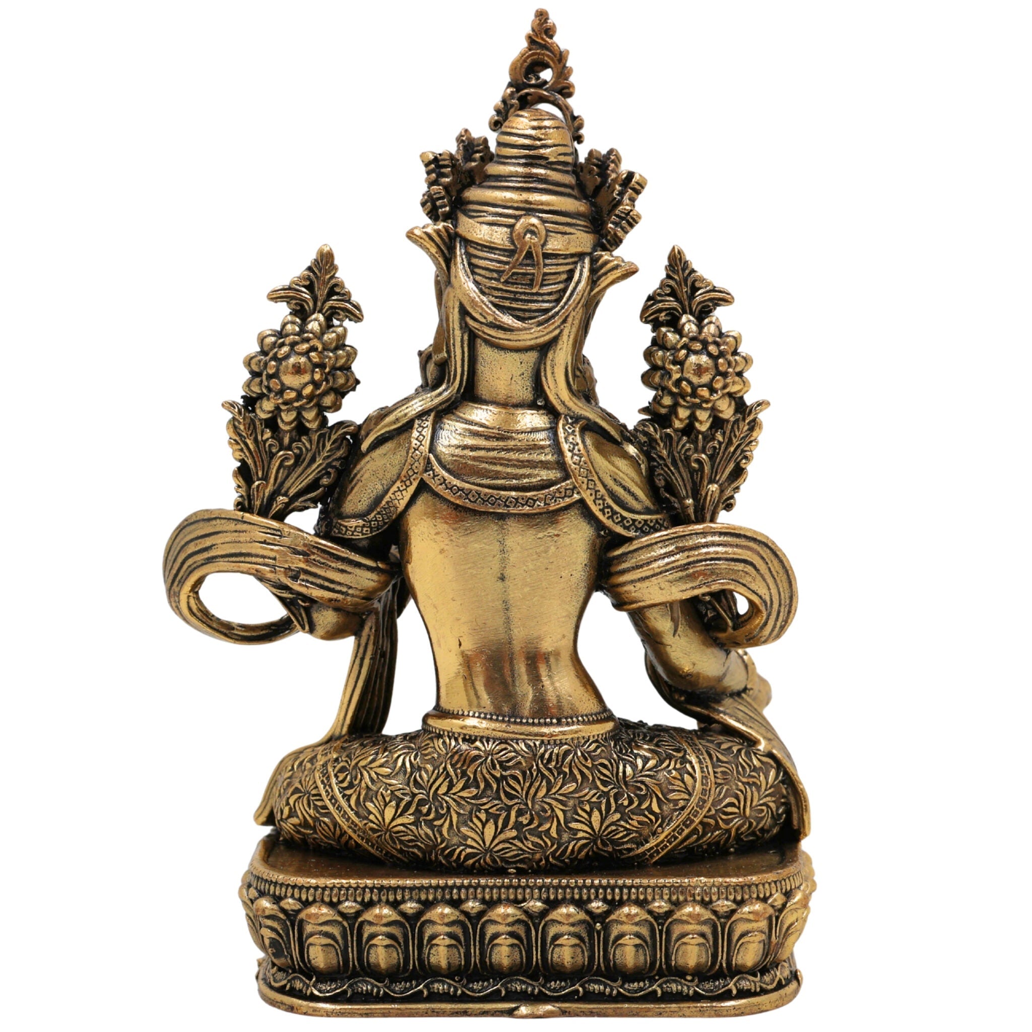 Brass Tara Ma Idol, Handcrafted Tara Maa Murti / Vigraha / Statue for Pooja, Home Decor, Spiritual Blessings, Ugratara, Mahaugrotara, Gold, 4.5 Inch, 1 Piece