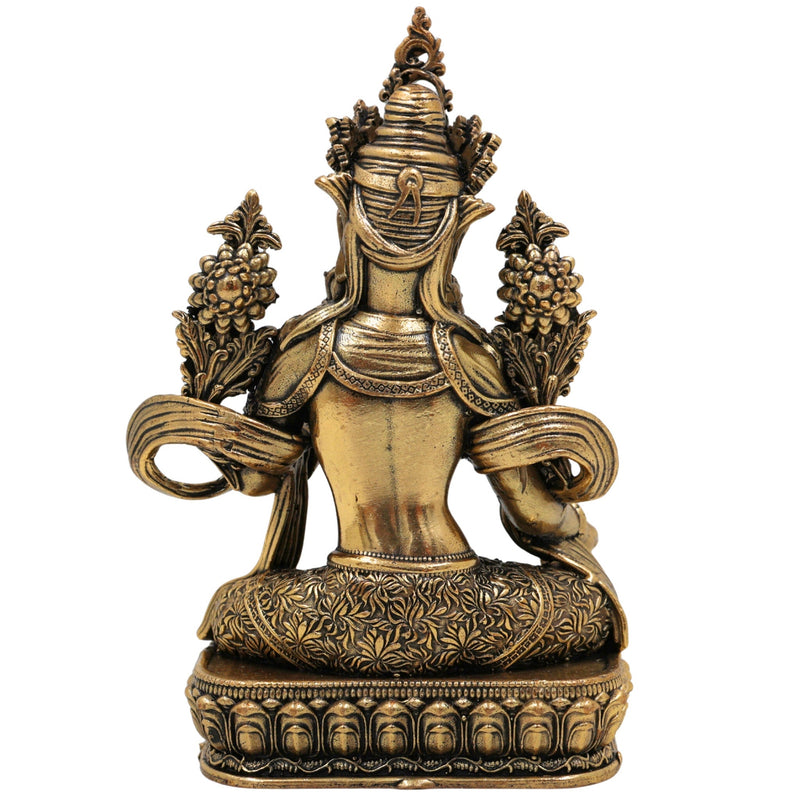 Brass Tara Ma Idol, Handcrafted Tara Maa Murti / Vigraha / Statue for Pooja, Home Decor, Spiritual Blessings, Ugratara, Mahaugrotara, Gold, 4.5 Inch, 1 Piece