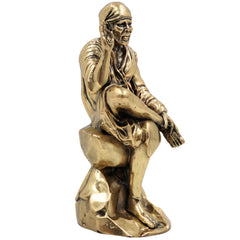 Brass Sai Baba Idol, Shirdi Sai Baba Murti, Sri Sai Maharaj Vigraha, Peetal Statue for Pooja, Home Decor & Spiritual Gifts, Gold, 4.5 Inch, 1 Piece