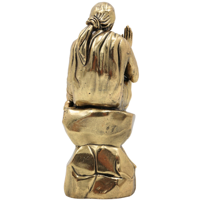Brass Sai Baba Idol, Shirdi Sai Baba Murti, Sri Sai Maharaj Vigraha, Peetal Statue for Pooja, Home Decor & Spiritual Gifts, Gold, 4.5 Inch, 1 Piece