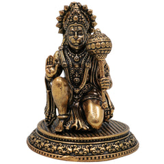 Brass Hanuman Idol Murti, Bajrangbali Anjaneya Maruti Pavanputra Sankat Mochan Mahaveer Ramdoot Vigraha for Home Temple Puja Decor, Gold, 2.5 Inch, 1 Piece