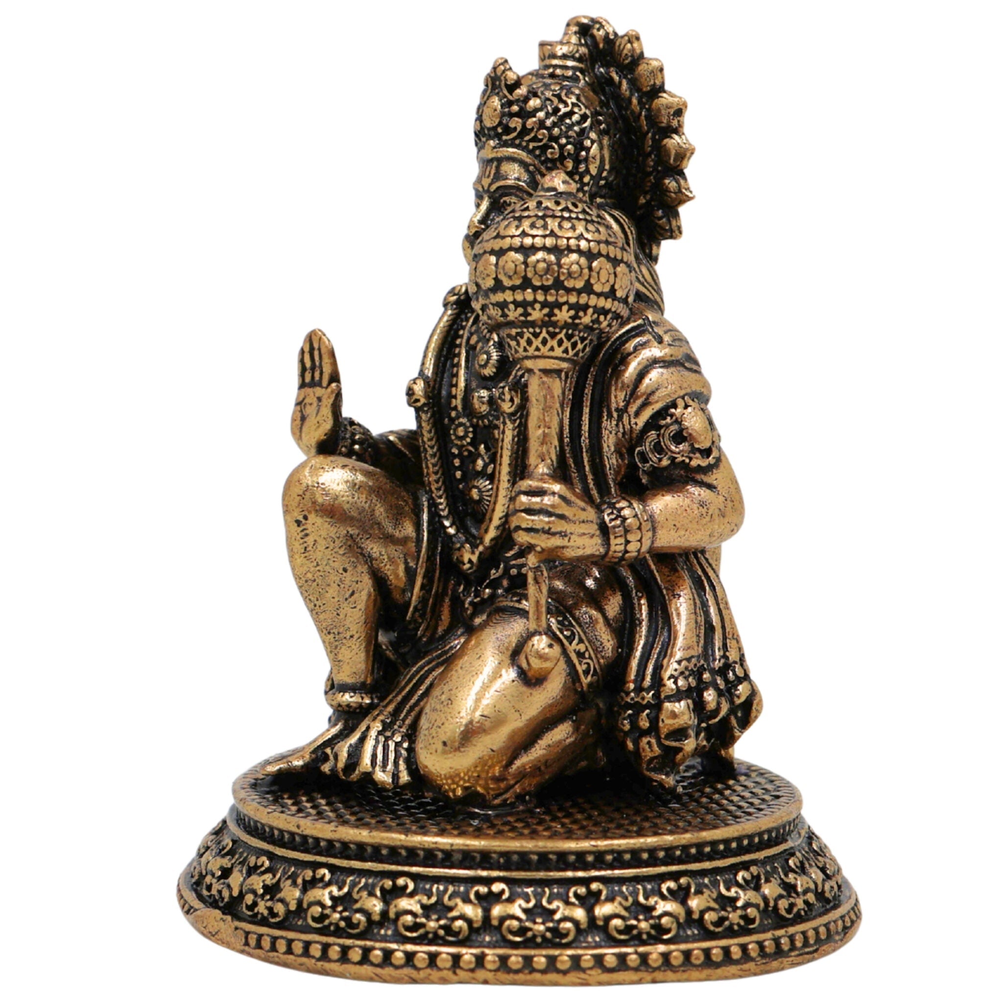 Brass Hanuman Idol Murti, Bajrangbali Anjaneya Maruti Pavanputra Sankat Mochan Mahaveer Ramdoot Vigraha for Home Temple Puja Decor, Gold, 2.5 Inch, 1 Piece