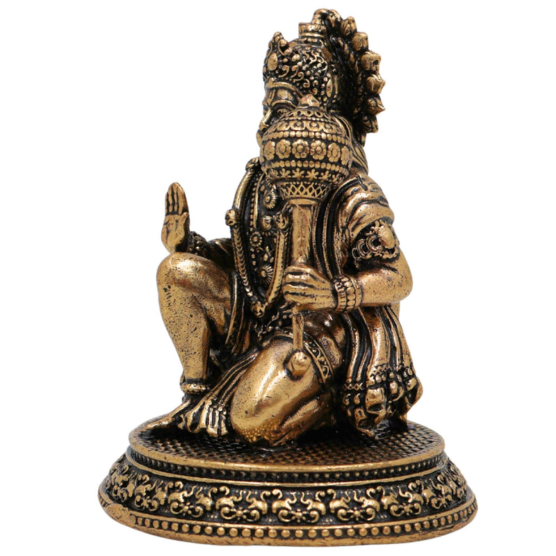 Brass Hanuman Idol Murti, Bajrangbali Anjaneya Maruti Pavanputra Sankat Mochan Mahaveer Ramdoot Vigraha for Home Temple Puja Decor, Gold, 2.5 Inch, 1 Piece
