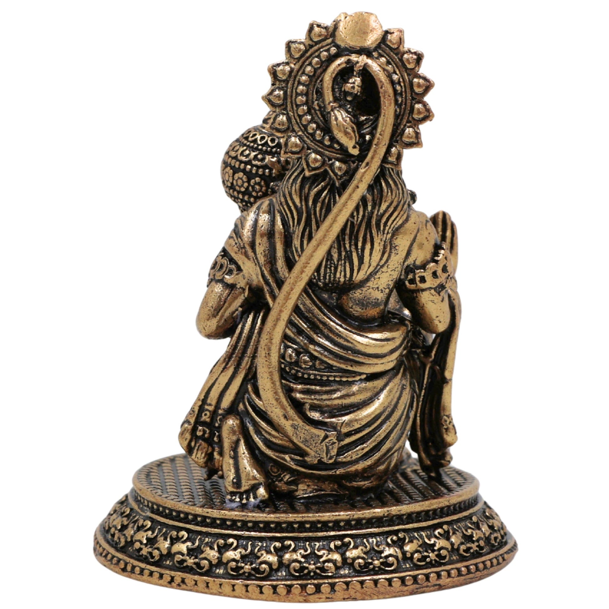 Brass Hanuman Idol Murti, Bajrangbali Anjaneya Maruti Pavanputra Sankat Mochan Mahaveer Ramdoot Vigraha for Home Temple Puja Decor, Gold, 2.5 Inch, 1 Piece