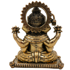 Brass Ganesha Idol Ganapati Vinayaka Murti Vighnaharta Ganesh Statue for Pooja Mandir Home Decor Showpiece Spiritual Gift Sculpture, Gold, 4 Inch, 1 Piece