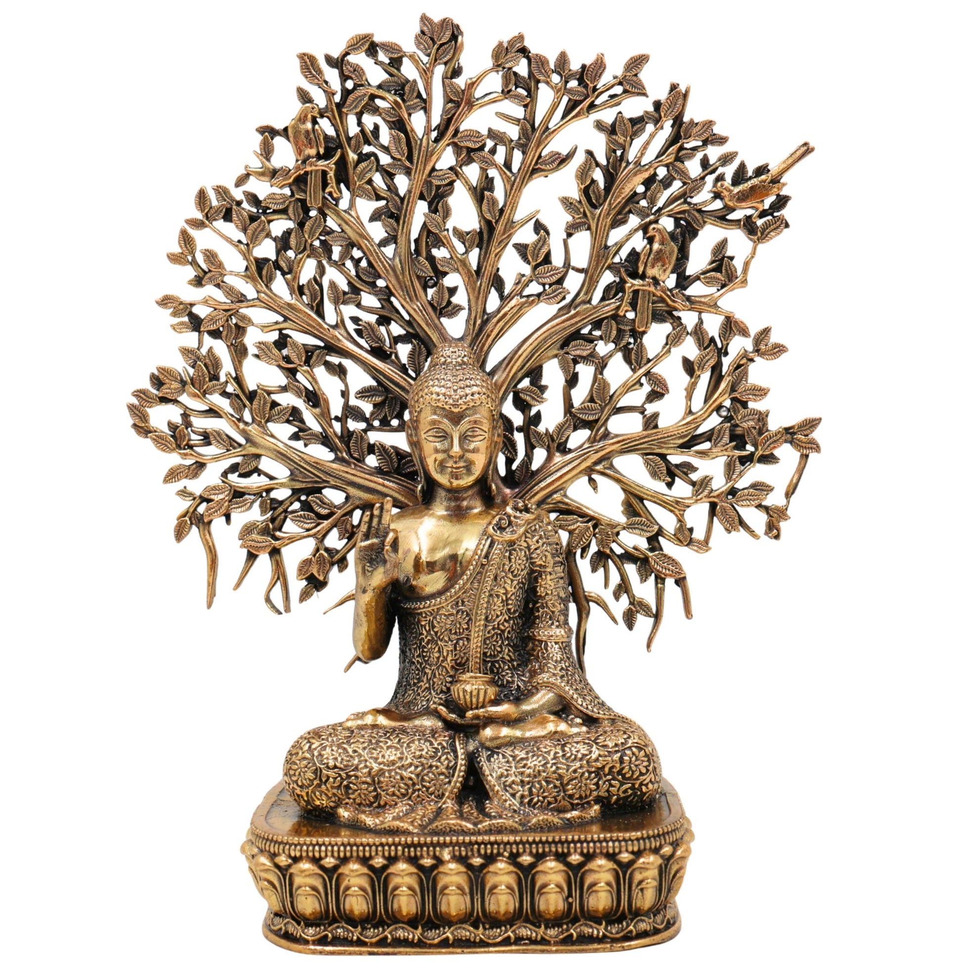Brass Buddha Idol, Gautam Buddha Statue, Shakyamuni Murti, Siddhartha Gautama Vigraha, Meditating & Sitting Buddha Sculpture for Pooja & Home Decor, Gold, 6.5 Inch, 1 Piece