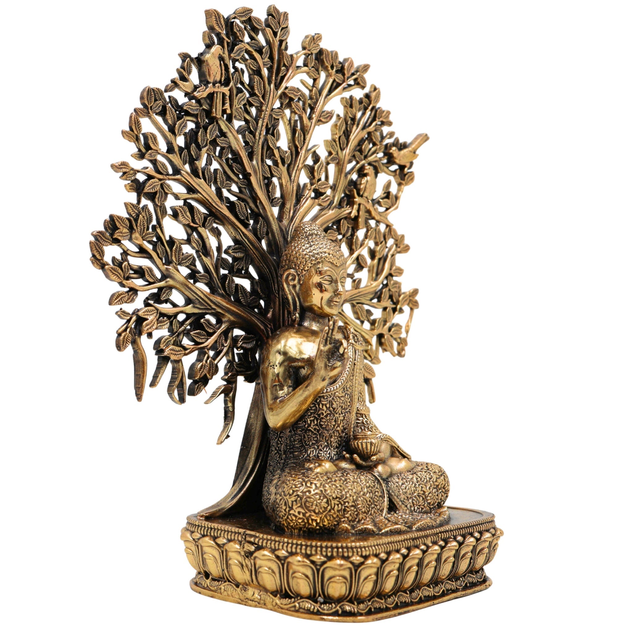Brass Buddha Idol, Gautam Buddha Statue, Shakyamuni Murti, Siddhartha Gautama Vigraha, Meditating & Sitting Buddha Sculpture for Pooja & Home Decor, Gold, 6.5 Inch, 1 Piece