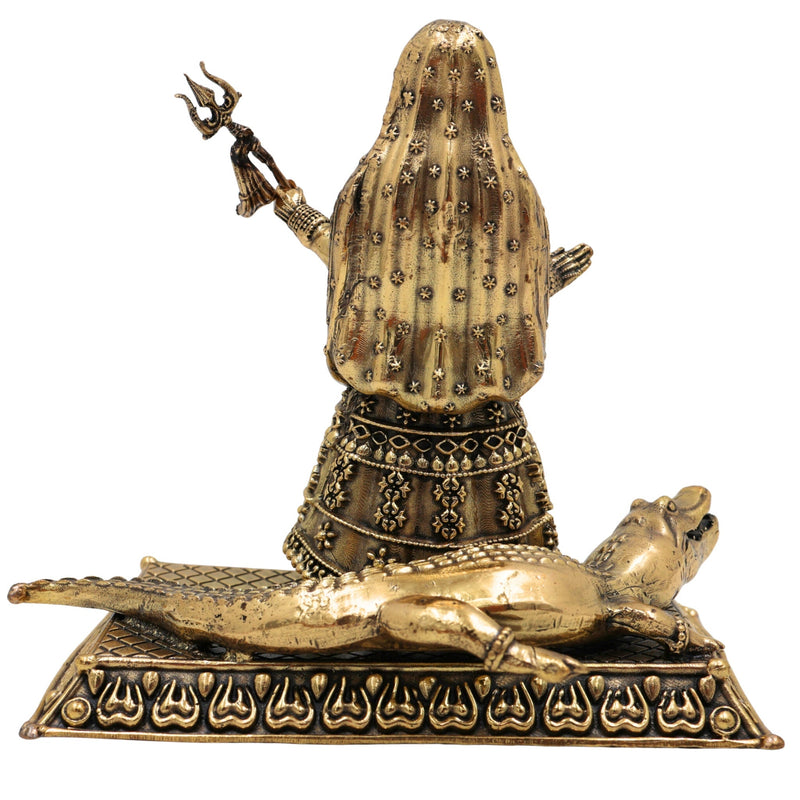 Brass Khodiyar Mata Idol, Handcrafted Murti / Vigraha for Home Pooja, Temple Decor, Janbai Khodal Trishuldhari Maa Sculpture, Gold, 4.5 Inch, 1 Piece