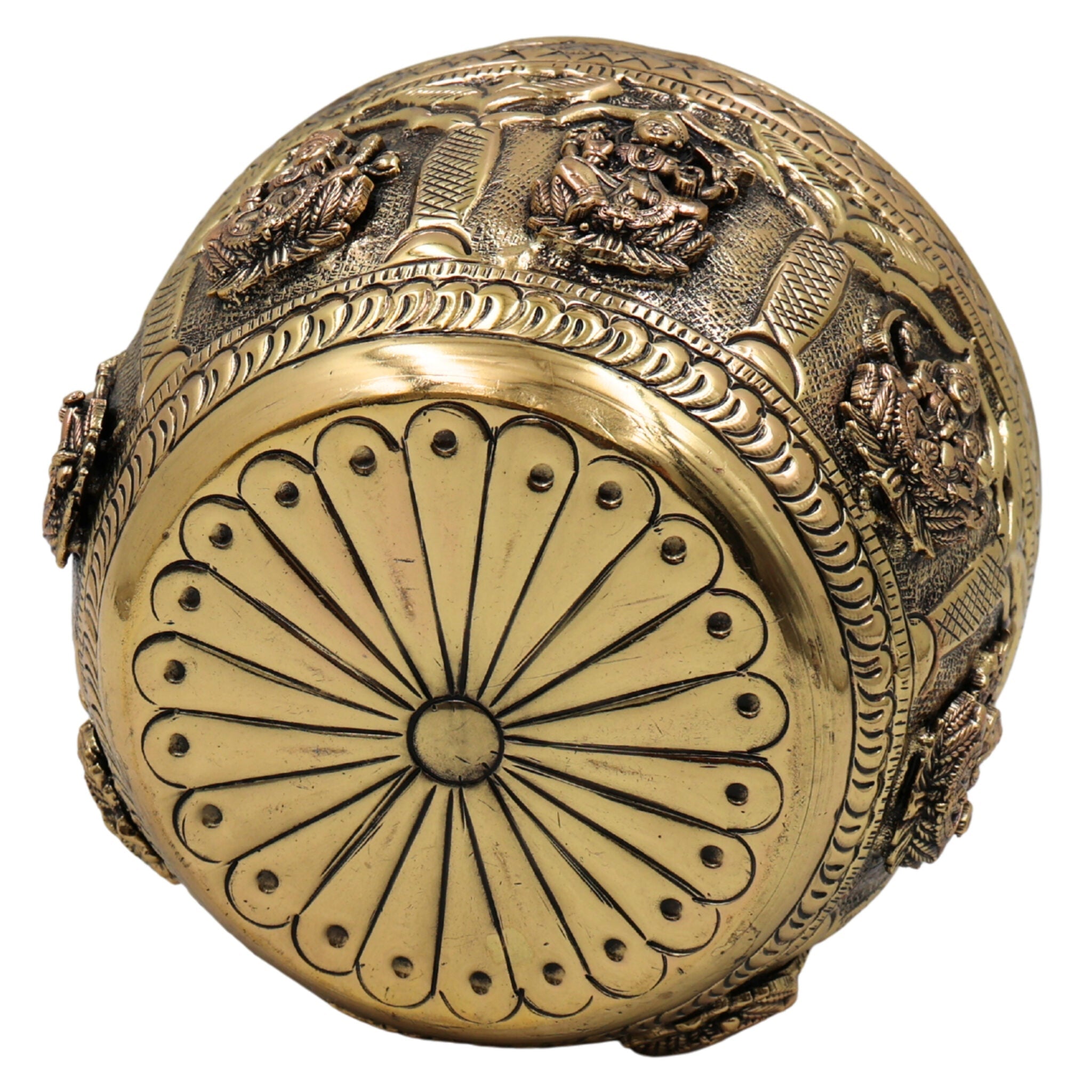 Brass Asta Lakshmi Kalash Loota, Handcrafted Pooja Sculpture, Temple & Home Decorative Peetal, Pittal Kalash for Prosperity & Wealth, Gold, 4.5 Inch, 1 Piece