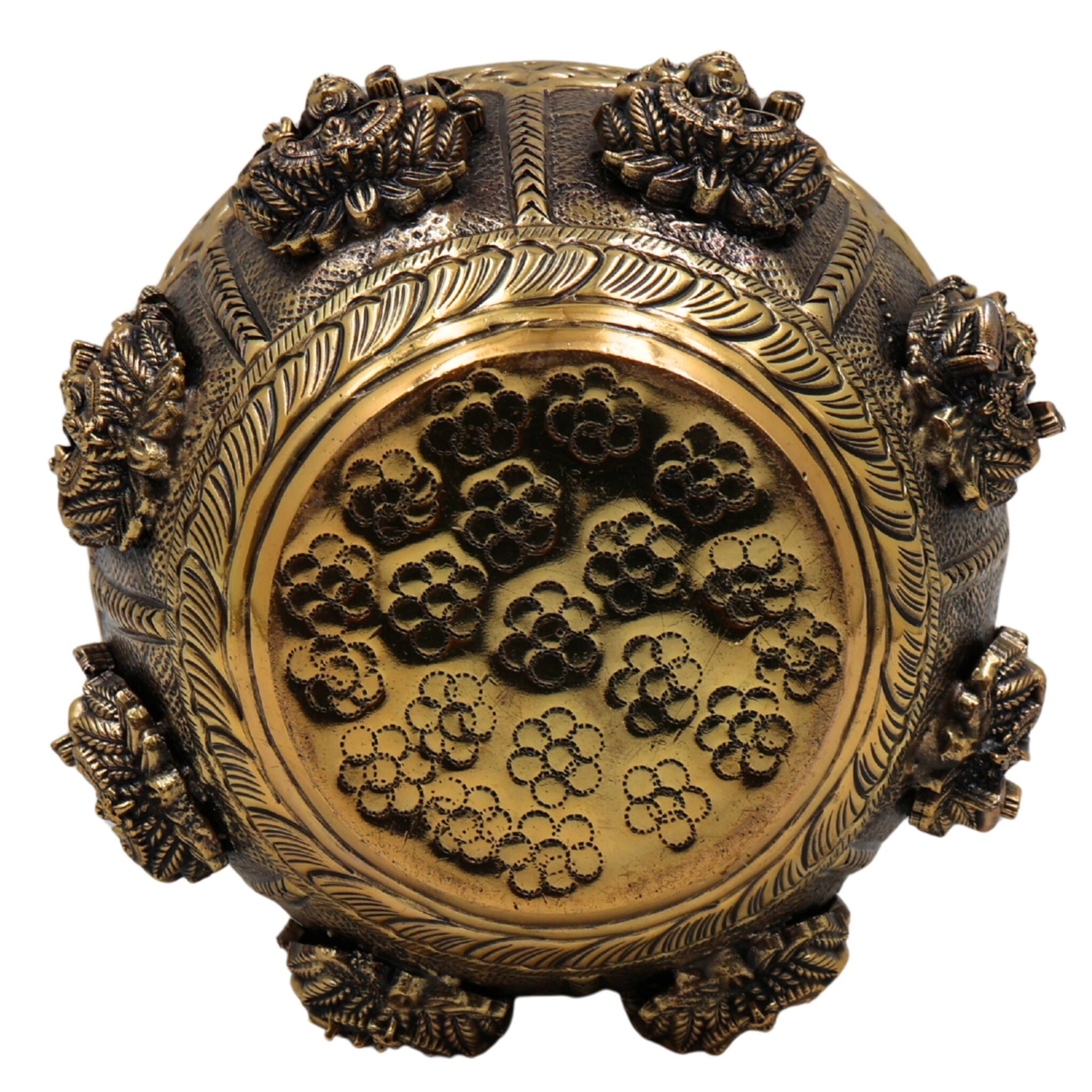 Brass Asta Lakshmi Kalash Loota, Handcrafted Pooja Murti, Vedic Temple Sculpture, Miniature Decorative Brass Kumbh for Home, Puja & Gifts, Gold, 6 Inch, 1 Piece