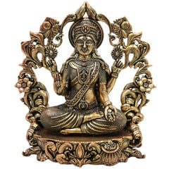 Brass Lakshmi Idol, Mahalakshmi Murti, Shri Padmavati Statue, Kamala Vigraha, Handcrafted Pooja Sculpture for Home & Temple Decor, Gold, 4 Inch, 1 Piece