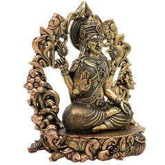 Brass Lakshmi Idol, Mahalakshmi Murti, Shri Padmavati Statue, Kamala Vigraha, Handcrafted Pooja Sculpture for Home & Temple Decor, Gold, 4 Inch, 1 Piece