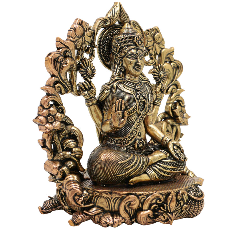Brass Lakshmi Idol, Mahalakshmi Murti, Shri Padmavati Statue, Kamala Vigraha, Handcrafted Pooja Sculpture for Home & Temple Decor, Gold, 4 Inch, 1 Piece