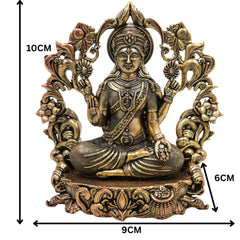 Brass Lakshmi Idol, Mahalakshmi Murti, Shri Padmavati Statue, Kamala Vigraha, Handcrafted Pooja Sculpture for Home & Temple Decor, Gold, 4 Inch, 1 Piece
