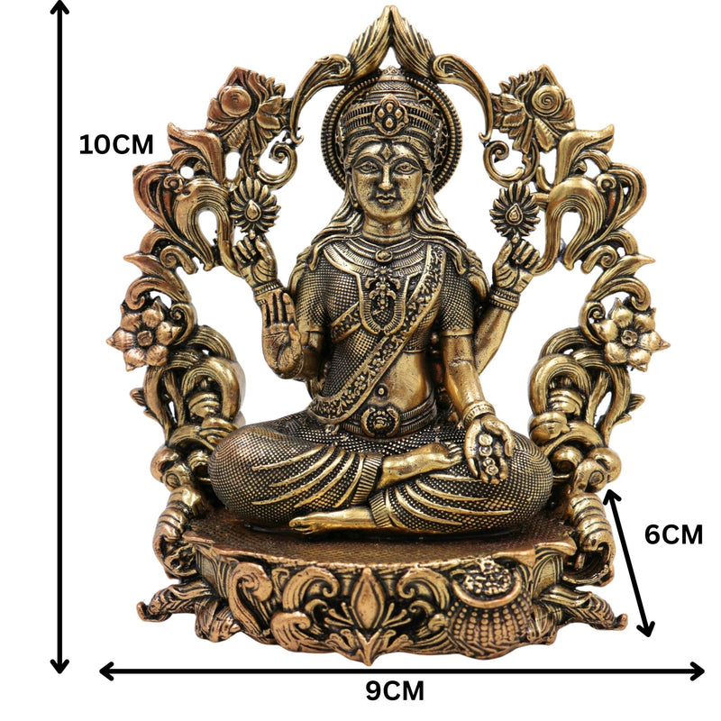 Brass Lakshmi Idol, Mahalakshmi Murti, Shri Padmavati Statue, Kamala Vigraha, Handcrafted Pooja Sculpture for Home & Temple Decor, Gold, 4 Inch, 1 Piece