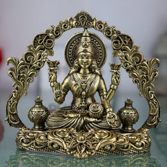 Brass Lakshmi Idol, Mahalakshmi Murti, Shri Padmavati Statue, Kamala / Gajalakshmi Pratima for Pooja, Home Decor, Gift & Temple Display, Gold, 3.5 Inch, 1 Piece