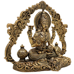 Brass Lakshmi Idol, Mahalakshmi Murti, Shri Padmavati Statue, Kamala / Gajalakshmi Pratima for Pooja, Home Decor, Gift & Temple Display, Gold, 3.5 Inch, 1 Piece