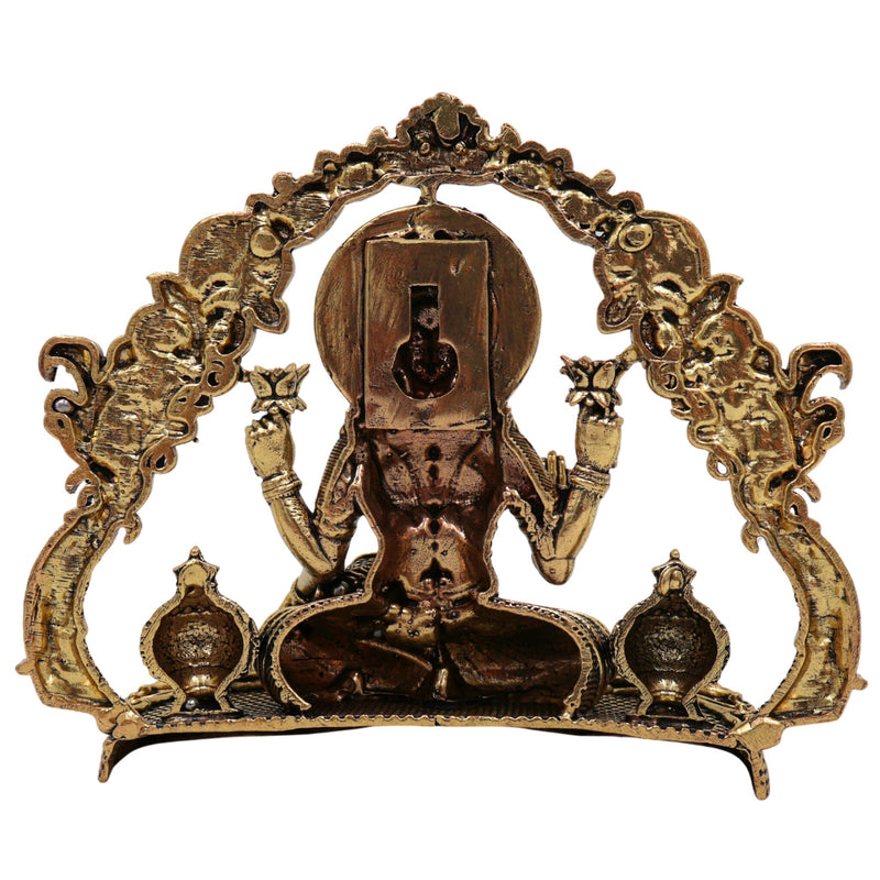 Brass Lakshmi Idol, Mahalakshmi Murti, Shri Padmavati Statue, Kamala / Gajalakshmi Pratima for Pooja, Home Decor, Gift & Temple Display, Gold, 3.5 Inch, 1 Piece