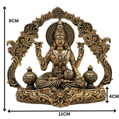 Brass Lakshmi Idol, Mahalakshmi Murti, Shri Padmavati Statue, Kamala / Gajalakshmi Pratima for Pooja, Home Decor, Gift & Temple Display, Gold, 3.5 Inch, 1 Piece