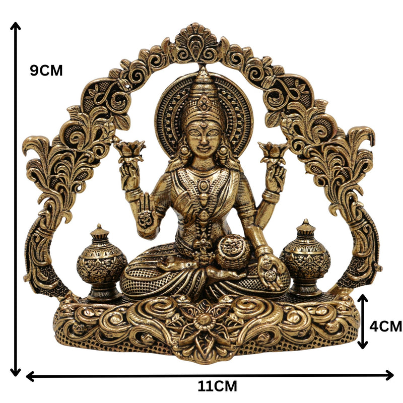 Brass Lakshmi Idol, Mahalakshmi Murti, Shri Padmavati Statue, Kamala / Gajalakshmi Pratima for Pooja, Home Decor, Gift & Temple Display, Gold, 3.5 Inch, 1 Piece