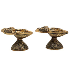 Brass Shankh Diya, Conch Lamp | Handcrafted Shank Diya for Puja, Aarti, Home Decor, Temple, Meditation, Spiritual Blessings, Traditional Brass Shankh Deepam, Gift & Festival Decor, Gold, 1.5 Inch, 2 Piece