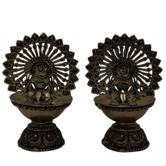 Brass Handcrafted Peacock Diya, Mayura Deepam, Mor Pankh Oil Lamp, Traditional Mor Pital Puja Lamp for Festival, Temple & Home Decor, Gold, 3 Inch, 2 Piece