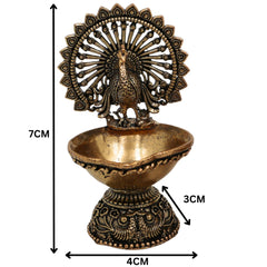 Brass Handcrafted Peacock Diya, Mayura Deepam, Mor Pankh Oil Lamp, Traditional Mor Pital Puja Lamp for Festival, Temple & Home Decor, Gold, 3 Inch, 2 Piece