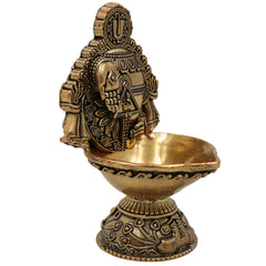 Brass Balaji Lamp with Hand Sculpture, Handcrafted Pooja Diya, Traditional Temple Oil Lamp, Decorative Spiritual Deepam,for Home & Festival, Gold, 4 Inch, 1 Piece